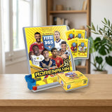 Panini FIFA 365 Adrenalyn XL 2026 — Pack Inicial Archivador + 24 Sobres sobre una mesa de madera