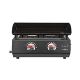 Plancha de asar a gas Vitrokitchen PG230NB de 2 quemadores, vista frontal