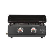 Plancha de asar a gas Vitrokitchen PG230NB de 2 quemadores, vista frontal