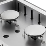 Detalle de los quemadores de la plancha de gas Vitrokitchen PG230NB