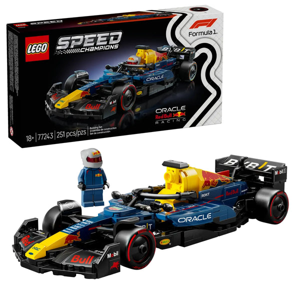 Set completo LEGO 77243 Speed Champions con caja oficial, coche Red Bull RB20 y piloto incluido