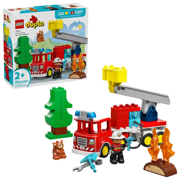 LEGO DUPLO 10473 Camión de Bomberos con Grúa, rescate de ardilla en árbol, edad 2+
