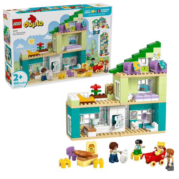 Casa Familiar Moderna 3 en 1 LEGO DUPLO - Caja del producto con las 3 configuraciones posibles
