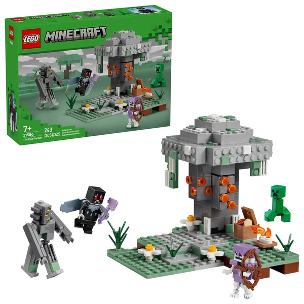 Caja trasera LEGO Minecraft El Jardín Pálido mostrando escenarios ref. 21586