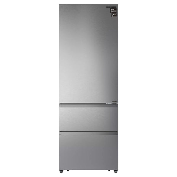 Frigorífico combi francés Infiniton FRD-456WT20XEN de 493 litros con acabado inoxidable, puertas french door, panel de control táctil LCD y sistema Total No Frost, ideal para cocinas modernas con su diseño de 70cm de ancho
