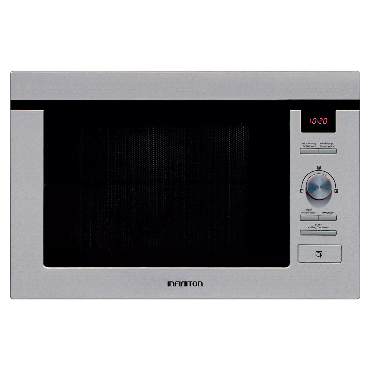 Microondas integrable Infiniton IMW-1625 de 25 litros en acero inoxidable con grill de cuarzo y display LED