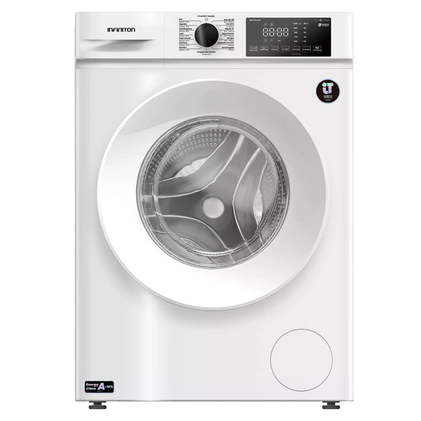Lavadora Infiniton WMF104AWH de 10 kg, carga frontal, 1400 rpm, clase A-10%, motor Inverter, color blanco