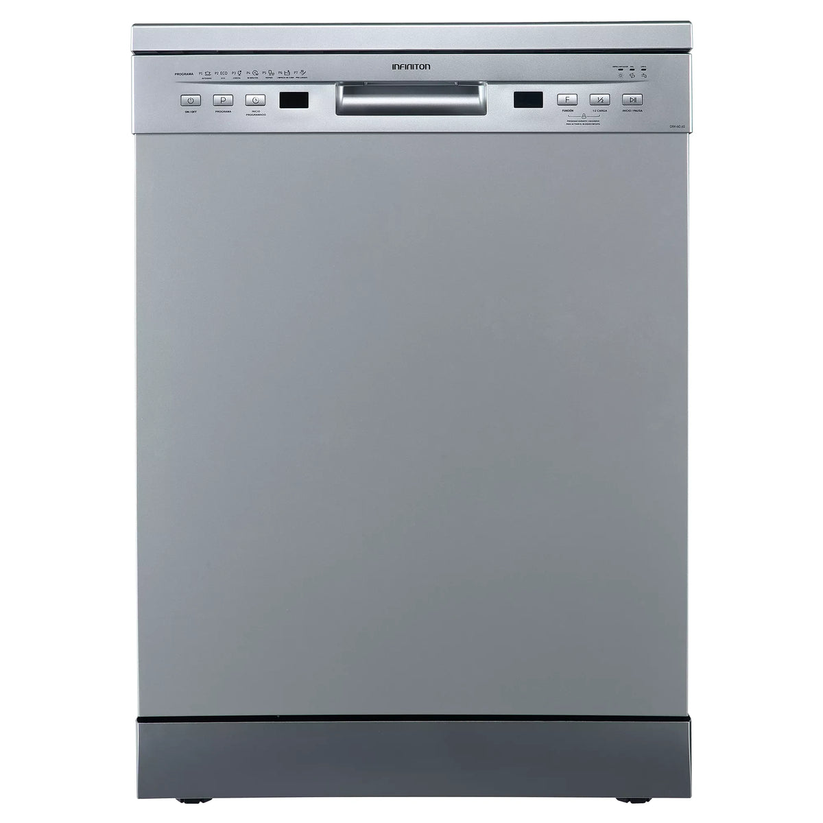 Lavavajillas DIW-60.6S de 60cm acabado plata con panel de control electrónico LED, capacidad para 12 servicios, función Extra Drying y 7 programas de lavado
