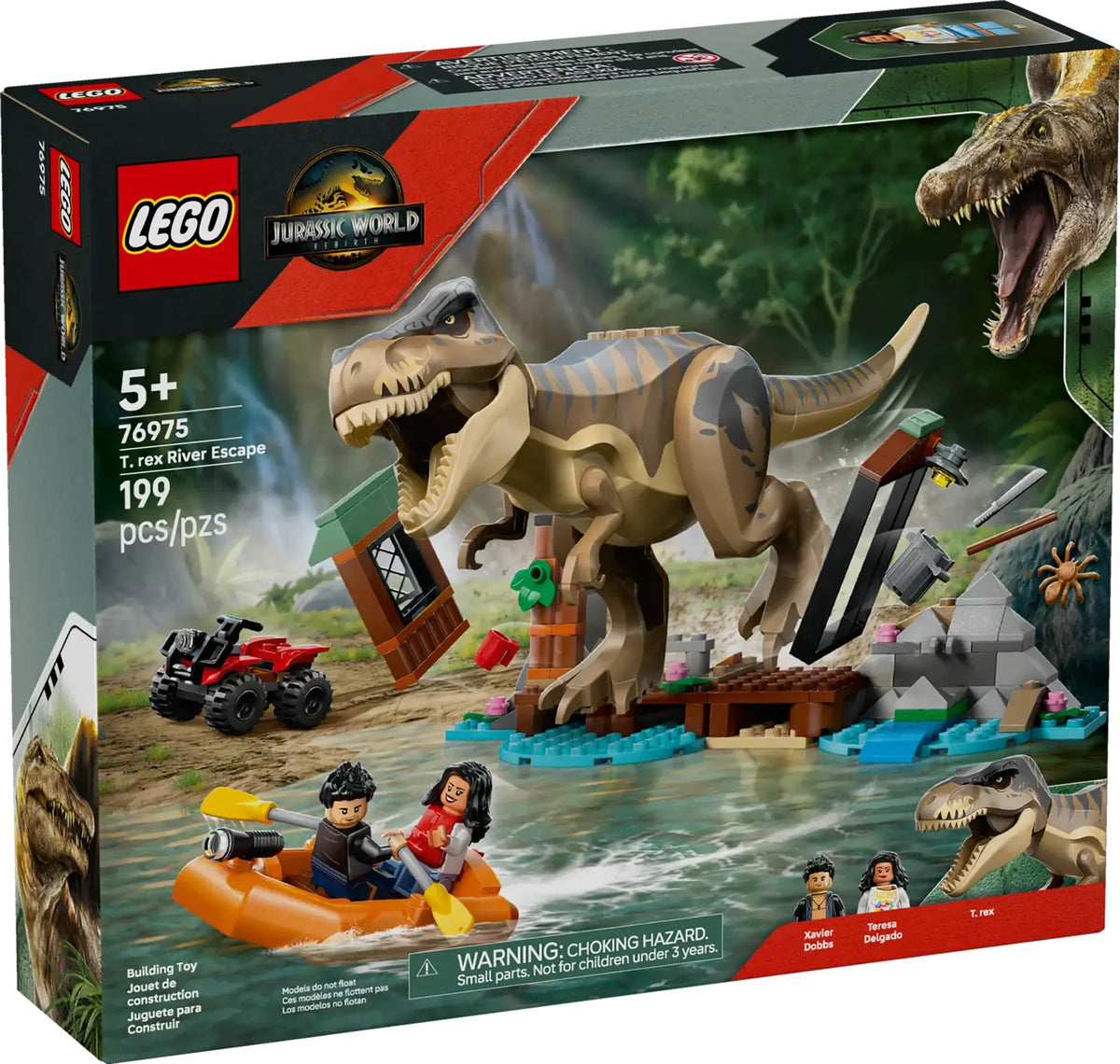 LEGO 76975 Huida por el Río y T. rex a la Caza - Set completo Jurassic World 199 piezas
