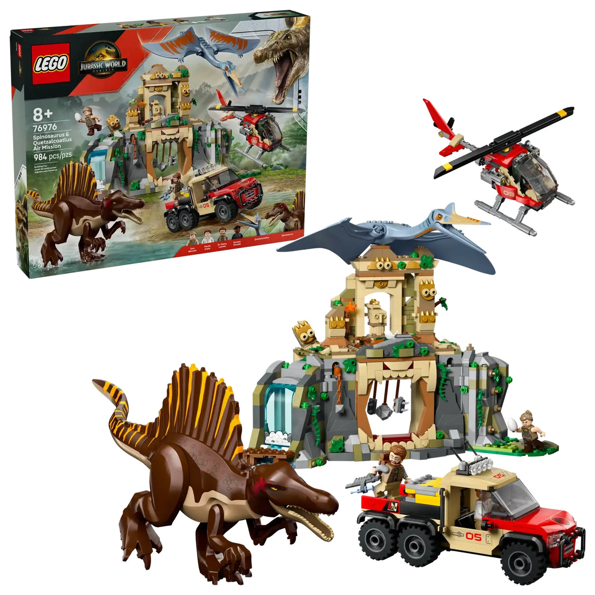 LEGO 76976 Misión Aérea Spinosaurus y Quetzalcoatlus - Set completo Jurassic World 984 piezas
