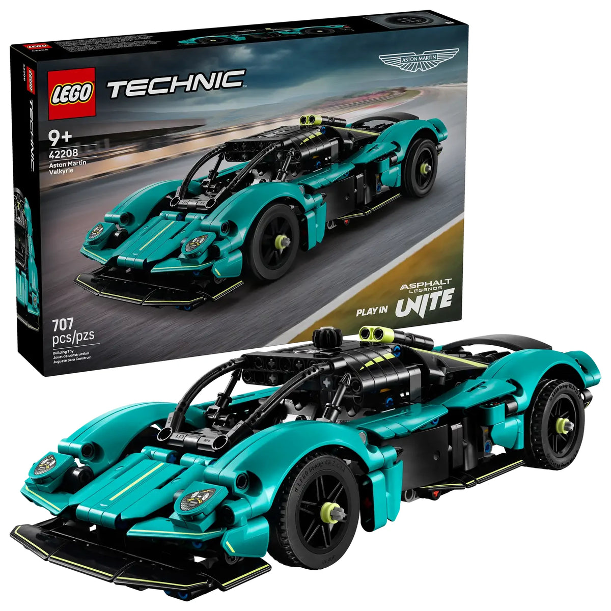 LEGO Technic Aston Martin Valkyrie 42208 en color verde y lima con diseño realista