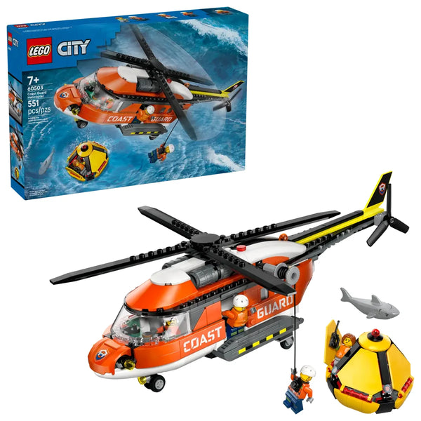 Set completo LEGO guardacostas helicóptero cabrestante cápsula rescate
