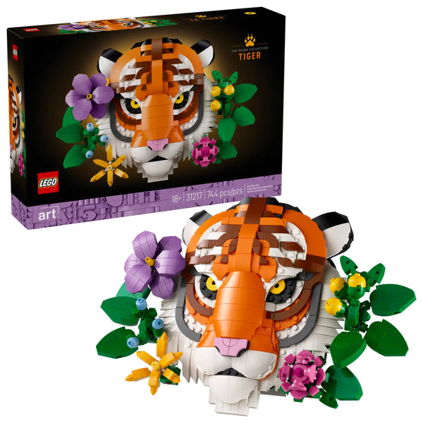 LEGO Art 31217: Cabeza de tigre con flores en mosaico decorativo