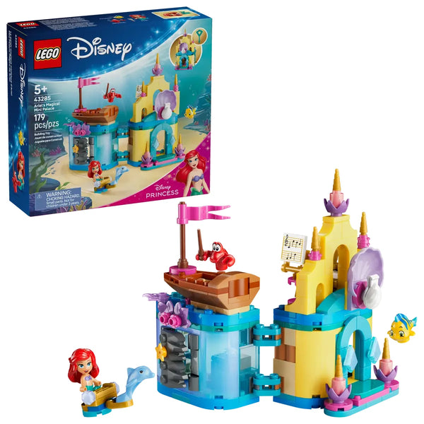 Caja trasera LEGO Disney Mini Palacio Ariel mostrando personajes y accesorios