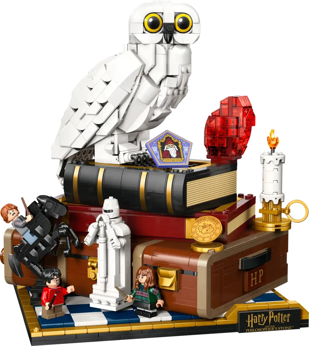 LEGO Harry Potter Piedra Filosofal 76466 completo con Hedwig 24cm, Harry, Hermione, Ron y baúl HP
