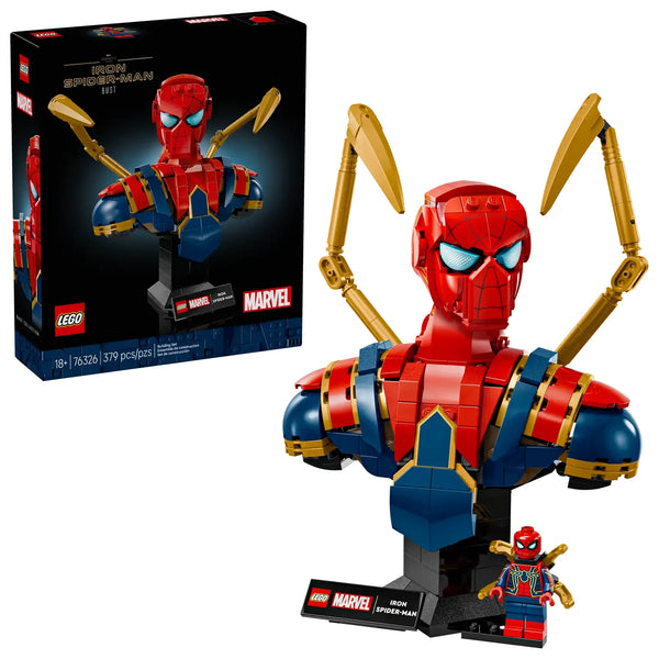 LEGO Marvel Busto de Iron Spider-Man 76326 - Maqueta coleccionable de 379 piezas con brazos mecánicos móviles y cabeza giratoria para adultos
