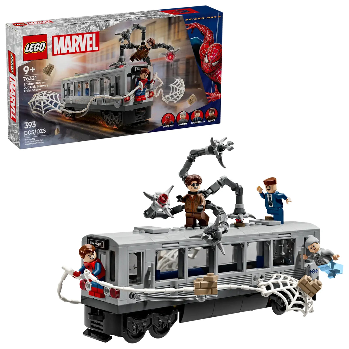 LEGO Marvel Spider-Man vs. Doc Ock Tren Subterráneo 76321 - Set de 393 piezas con tren construible, 4 minifiguras y tentáculos articulados

