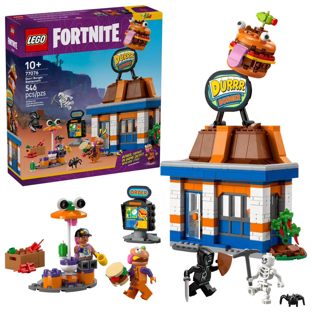 LEGO Fortnite 77076 Restaurante Hamburrrguesa completo con terraza y figuras

