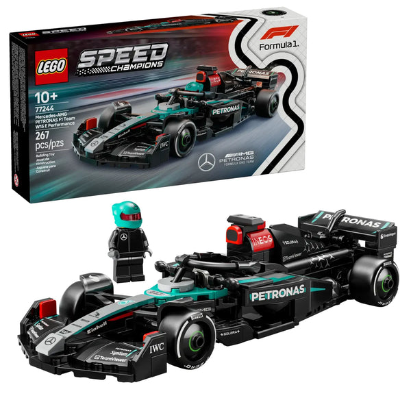 Caja del set LEGO 77244 con coche montado y branding oficial