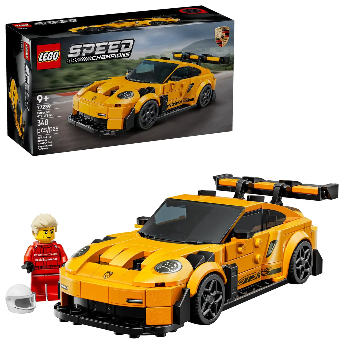 LEGO Speed Champions Porsche 911 GT3 RS 77239 - Maqueta de 348 piezas con alerón trasero, tomas de aire y llantas auténticas
