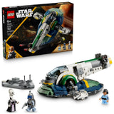 LEGO Star Wars 75433 Nave Estelar de Jango Fett - Comparativa caja y modelo construido de 707 piezas con 3 minifiguras

