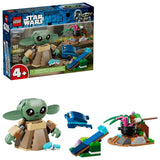 Set completo LEGO Star Wars 75443 con caja Mandalorian, Grogu construido, escenario y 107 piezas
