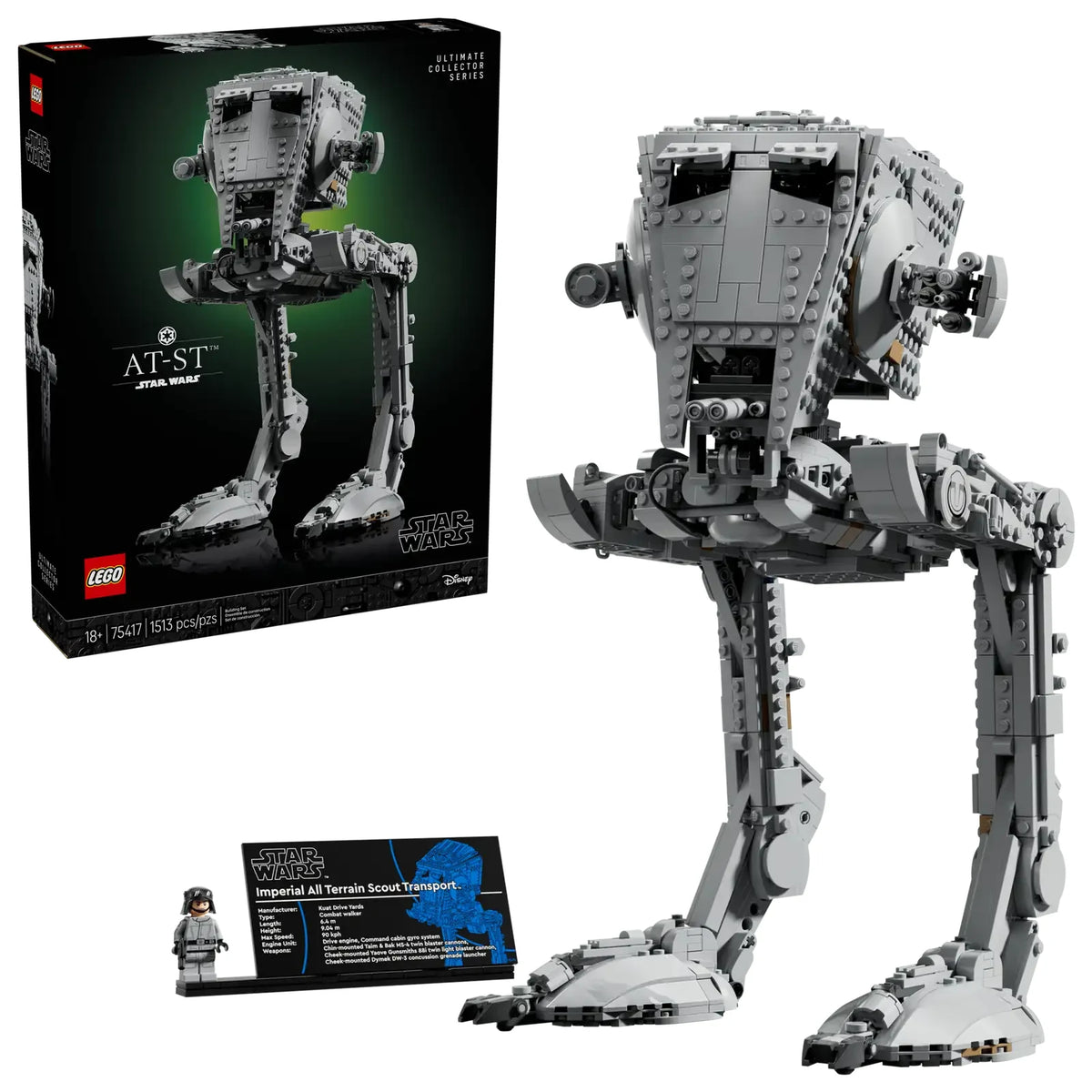LEGO Star Wars Ultimate Collector Series Caminante AT-ST 75417 - Maqueta de 1513 piezas con patas articuladas, cabina detallada y cañones ajustables
