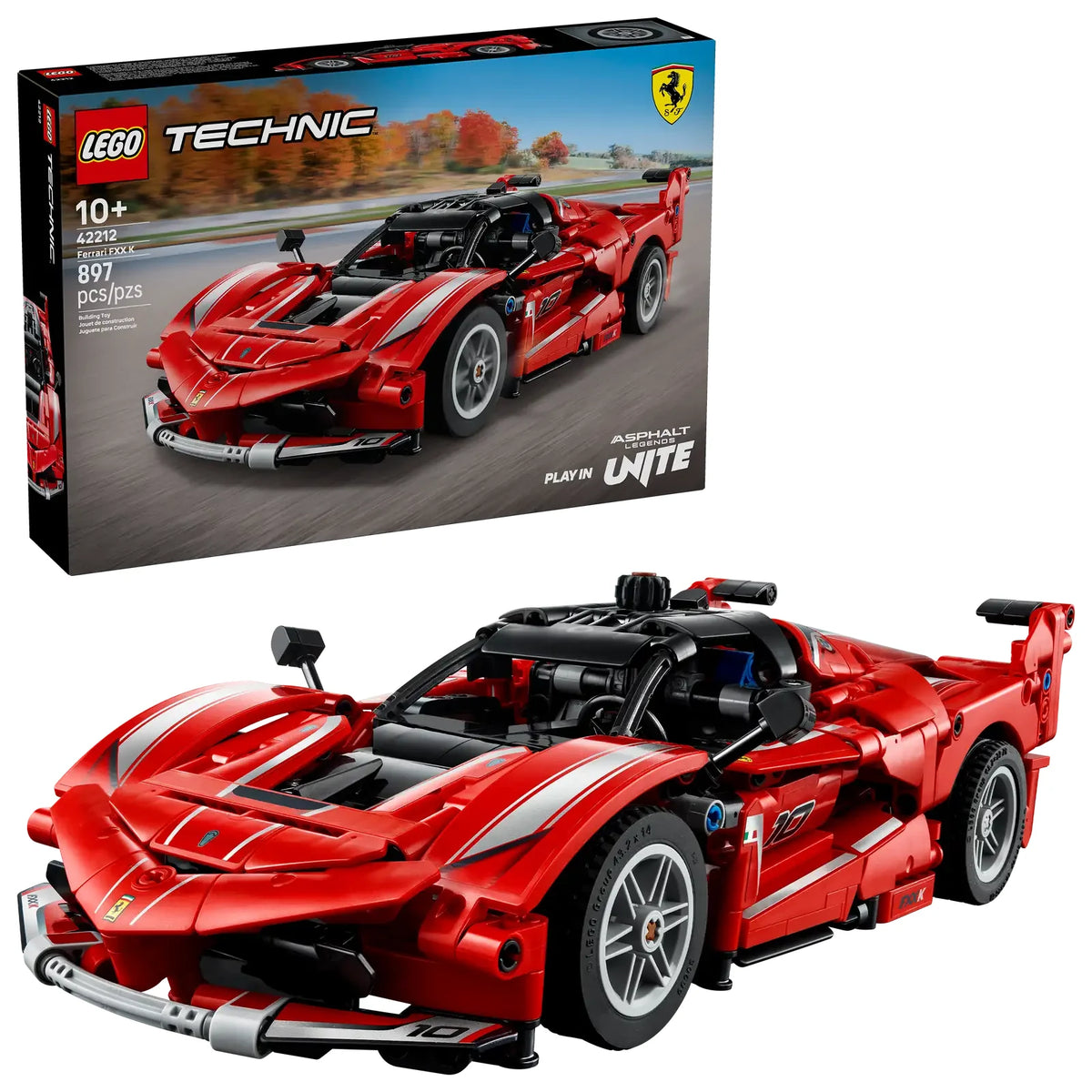 LEGO Technic Ferrari FXX K 42212 - Maqueta supercoche de 897 piezas con puertas mariposa, motor V12 visible y color rojo emblemático
