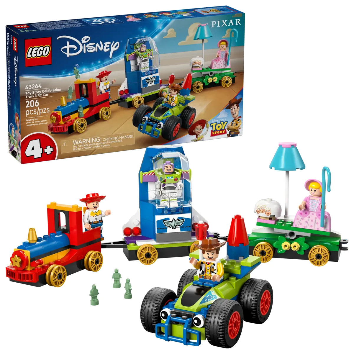 LEGO Disney 43264: Tren de Toy Story con minifiguras de Woody y Buzz