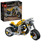 Moto Amarilla LEGO Technic 42225 con dirección funcional y motor de 3 pistones vista completa
