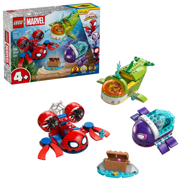LEGO Marvel 11207 Vehículos Submarinos de Spidey con 3 minifiguras y cofre del tesoro
