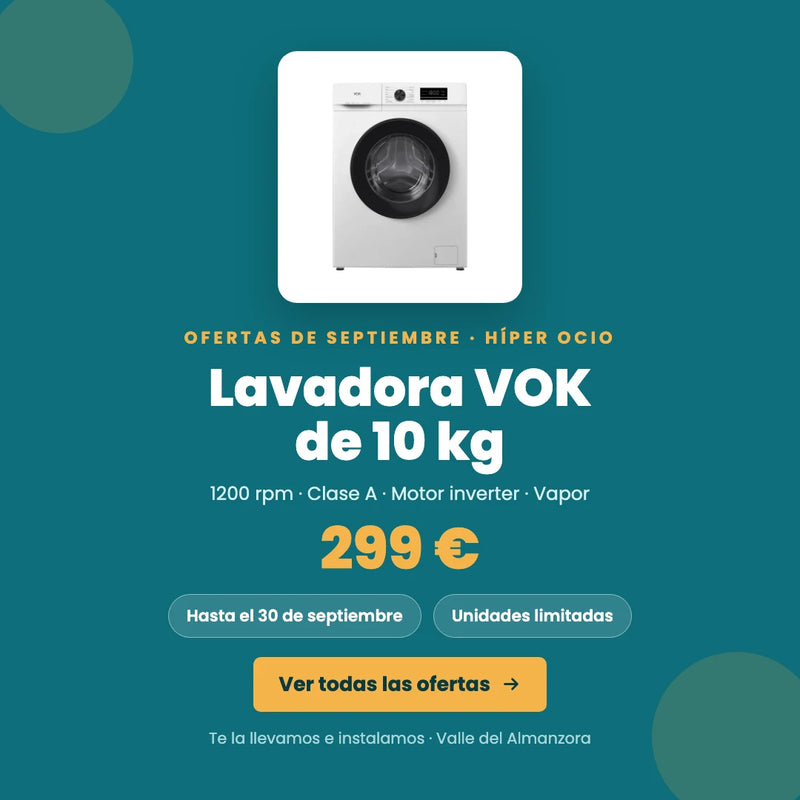 Lavadora VOK EVW-10BAW12PR de 10 kg por 299 € — ofertas de septiembre (es)