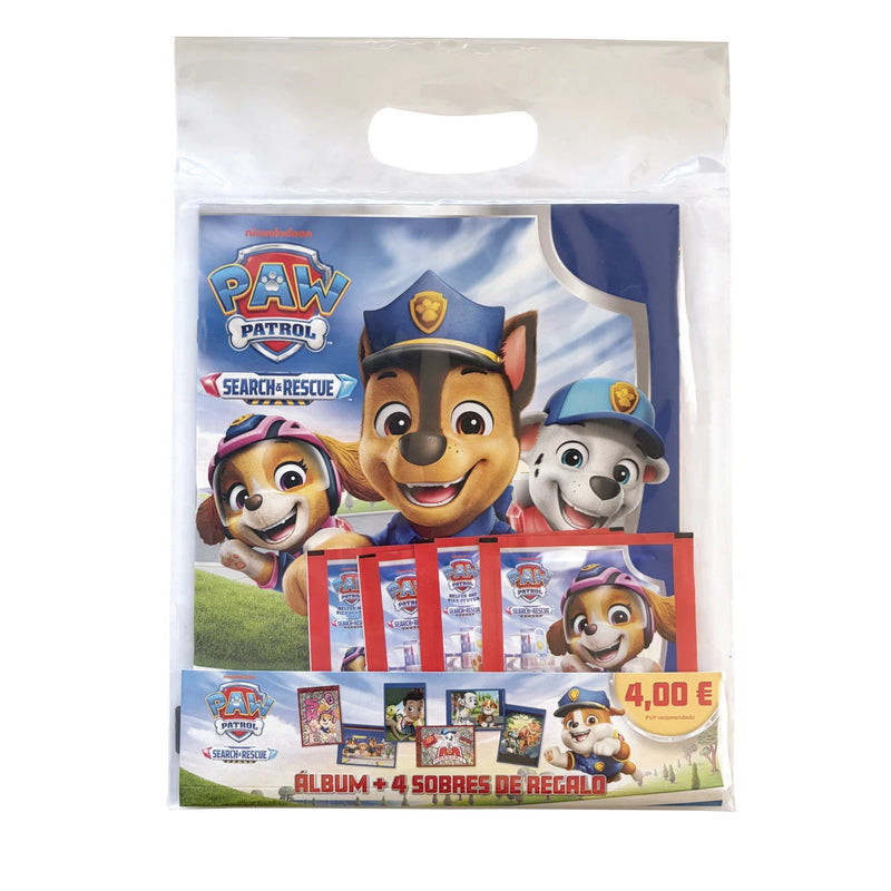 Pack Panini Paw Patrol 12 Search and Rescue con álbum y 4 sobres de cromos