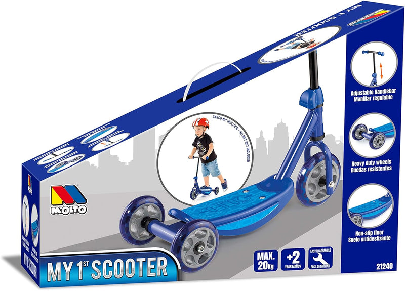 primer patinete azul Moltó para niños desde 2 años
