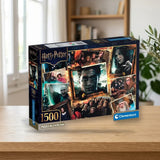 Puzzle 1500 Clementoni Harry Potter (31736) sobre una mesa de madera
