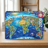 Puzzle Símbolos del Mundo 2000 Piezas 17129 Educa Borrás sobre una mesa de madera