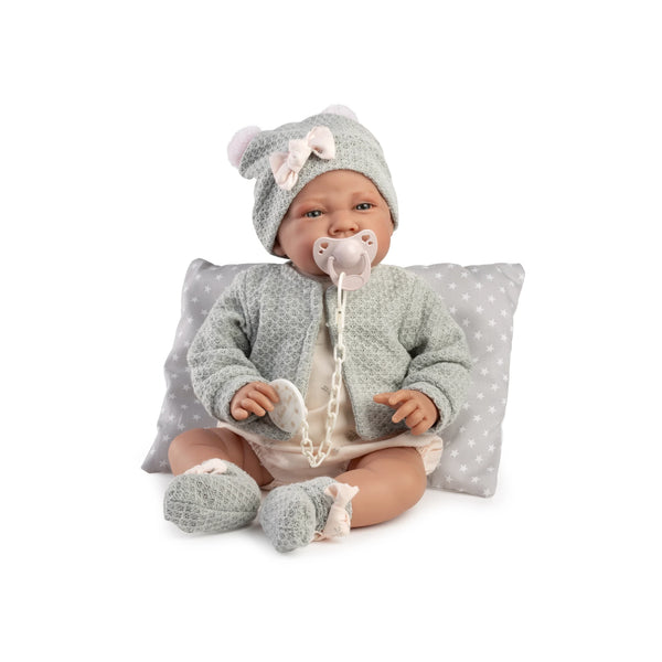 Recién Nacida Lúa con cojín y chaqueta, Muñecas Antonio Juan, ref. 33086, 42 cm