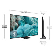 Dimensiones del Samsung TQ75Q7F5 de 75 pulgadas con y sin peana