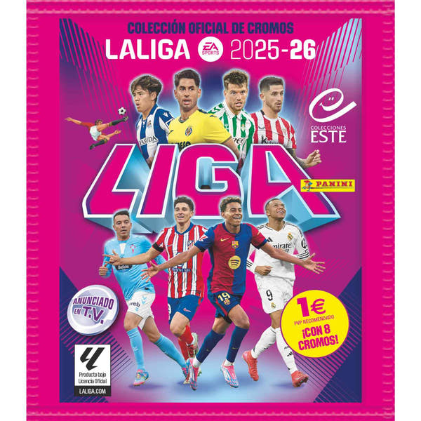 Panini Liga Este 2025/26 - sobre oficial con 8 cromos adhesivos LaLiga EA Sports - vista principal