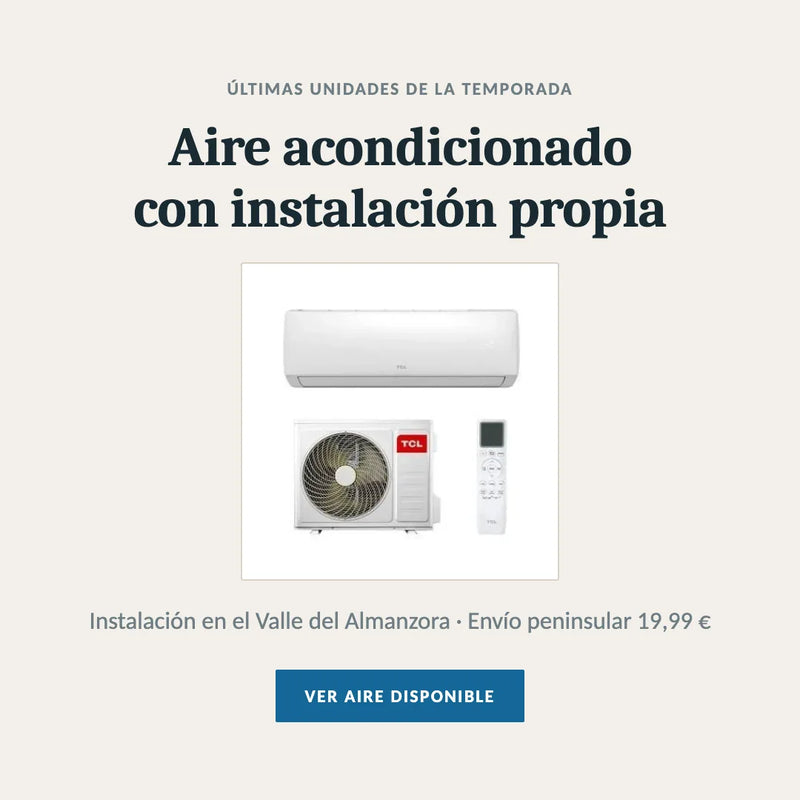 Aire acondicionado TCL con unidad interior, exterior y mando. Instalación propia en el Valle del Almanzora.