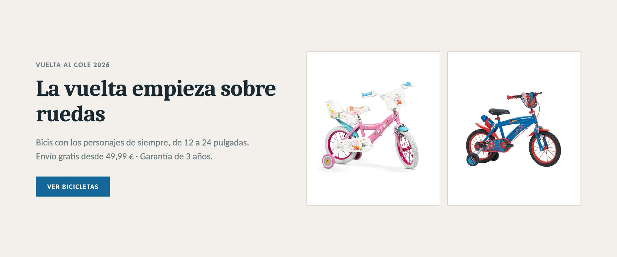 Bicicletas infantiles de Peppa Pig y Spiderman para la vuelta al cole.