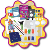 Contenido del kit Galt Space Craft: plastilina, bolas de poliestireno, pinturas, cartulinas y guía