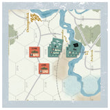 Detalle del mapa de Stalingrad Roads con unidades soviéticas y alemanas junto al río