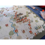 Partida de Stalingrad Roads con las fichas de los dos bandos desplegadas sobre el mapa de hexágonos