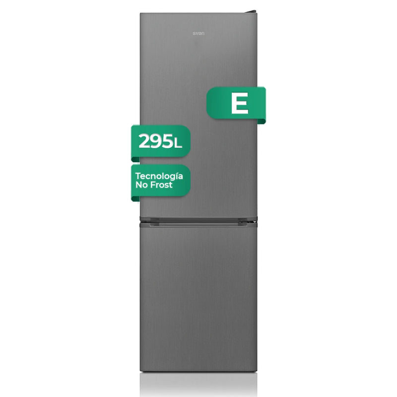Frigorífico combi Svan SC185602ENFX inox de 295 litros, vista frontal