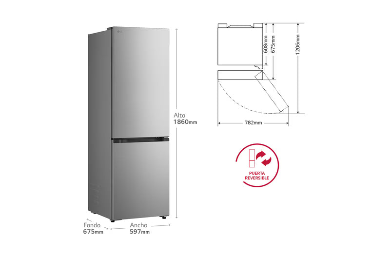 Frigorífico Combi LG GBBSJ10EPY — No Frost, Inox, 186x60 cm