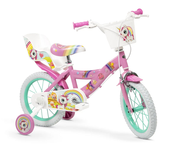 Bicicleta Infantil Toimsa 14" Unicornio Mágico - Con Ruedines y Cesta (14219)