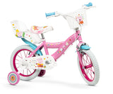 Bicicleta Toimsa 14 pulgadas Peppa Pig rosa con ruedines y cesta para niñas