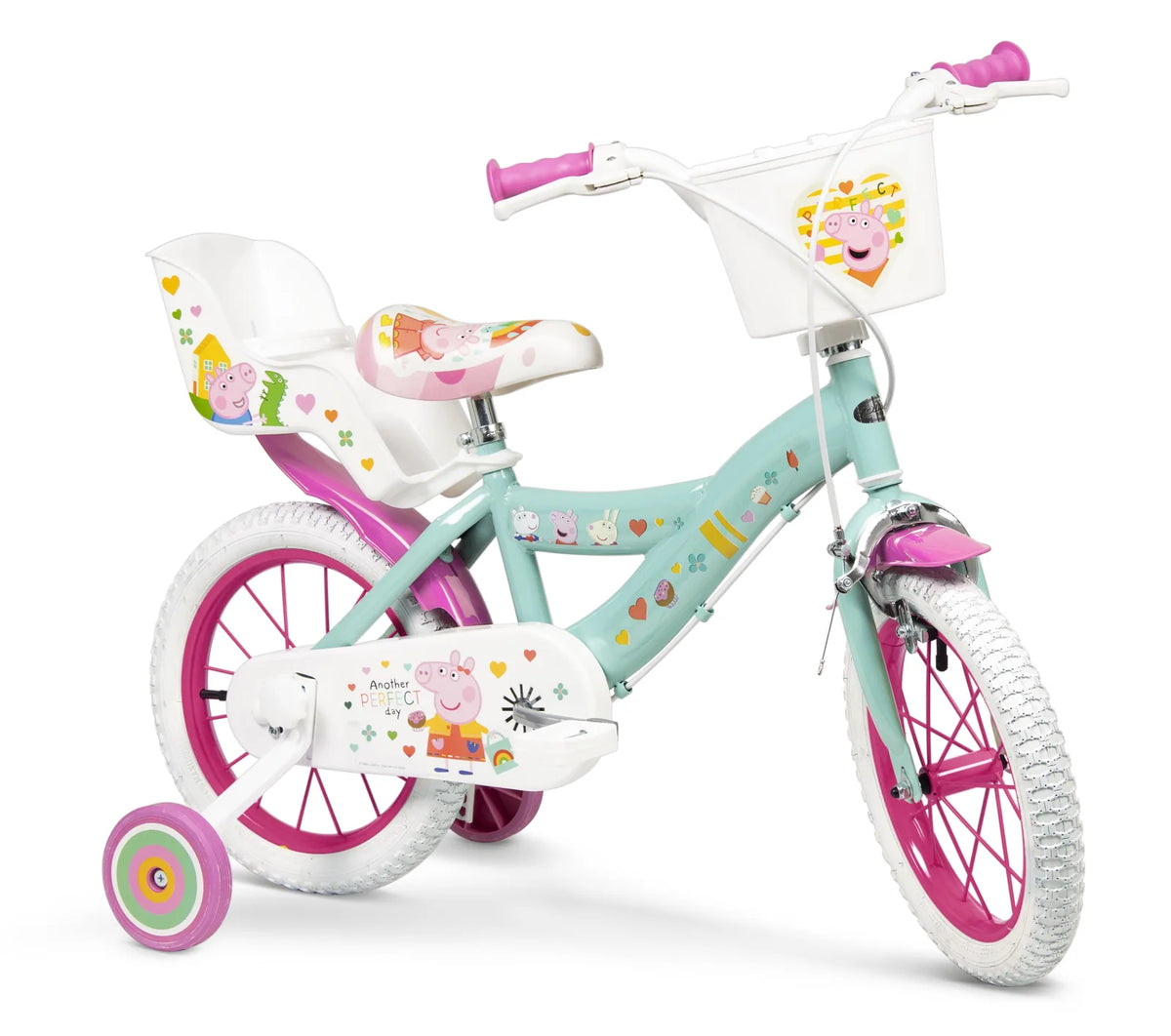 Bicicleta Infantil Toimsa 14" Peppa Pig - Con Ruedines y Cesta (1498)