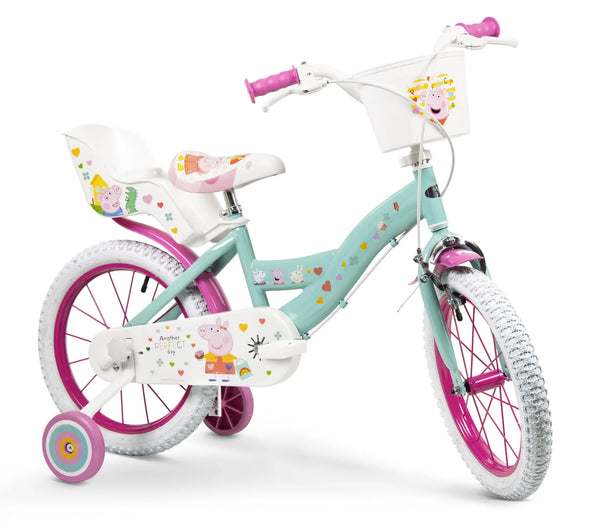 Bicicleta Toimsa 16" Peppa Pig (1698) - Con Cesta y Silla para Muñecas